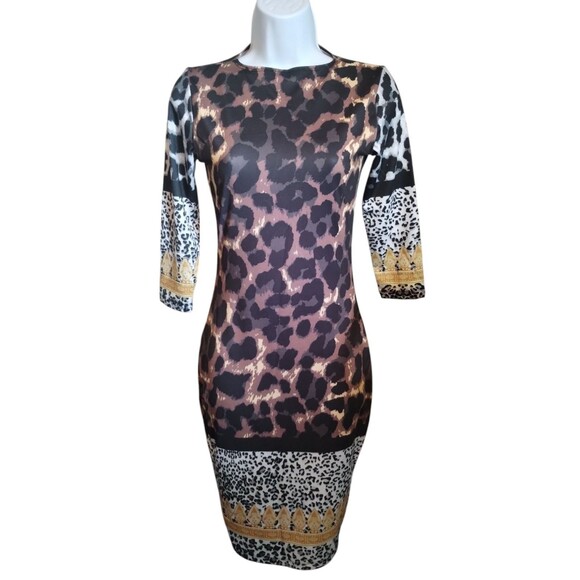 Goodtime USA Animal Print Body Con 3/4 Sleeve Dress Size Small - Picture 1 of 6